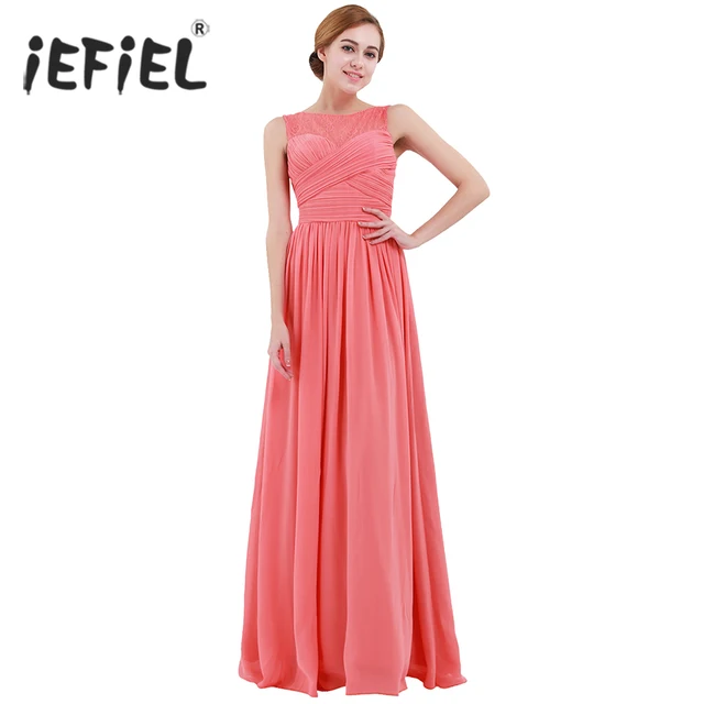 Iefiel Women S Chiffon Dress Lace Long For Evening Maxi Iefiel Women S Chiffon Dress Lace Long For Evening Maxi Wedding Prom Gown Vestido De