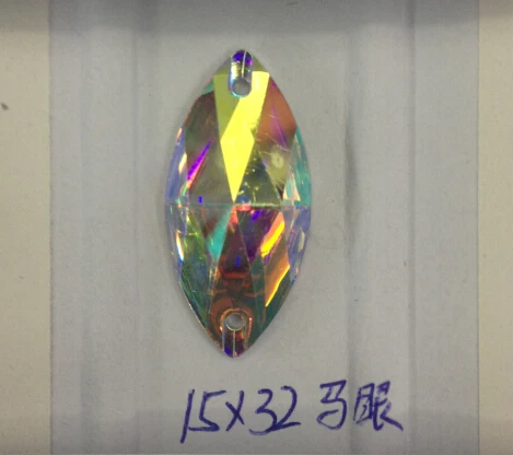 Бесплатная доставка ~! 50 ~ 100 шт./лот 15x32 мм Marquise crystal AB цветная плоская задняя