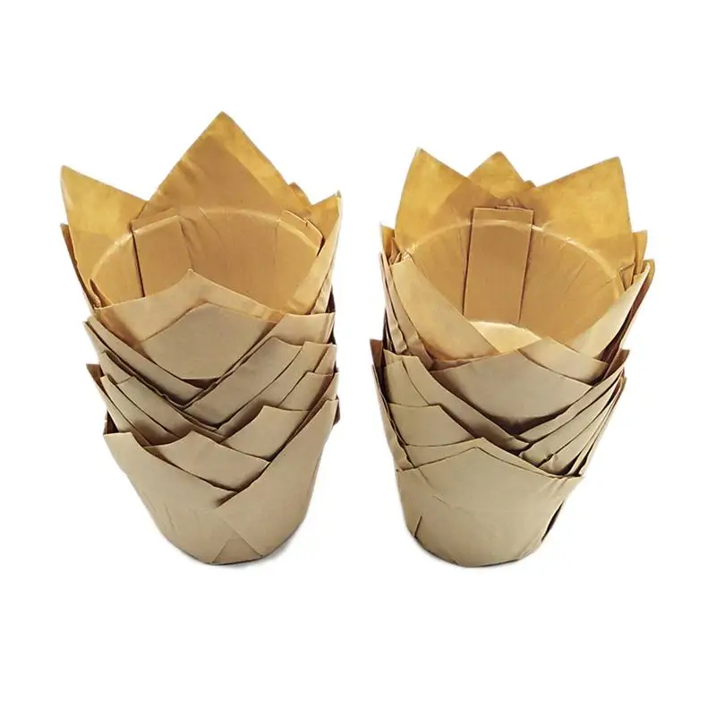 

100PCS Paper Cupcakes High Temperature Resistance Cake Paper Cup Christmas Tulip Muffin Wraps Cases Baking Cups