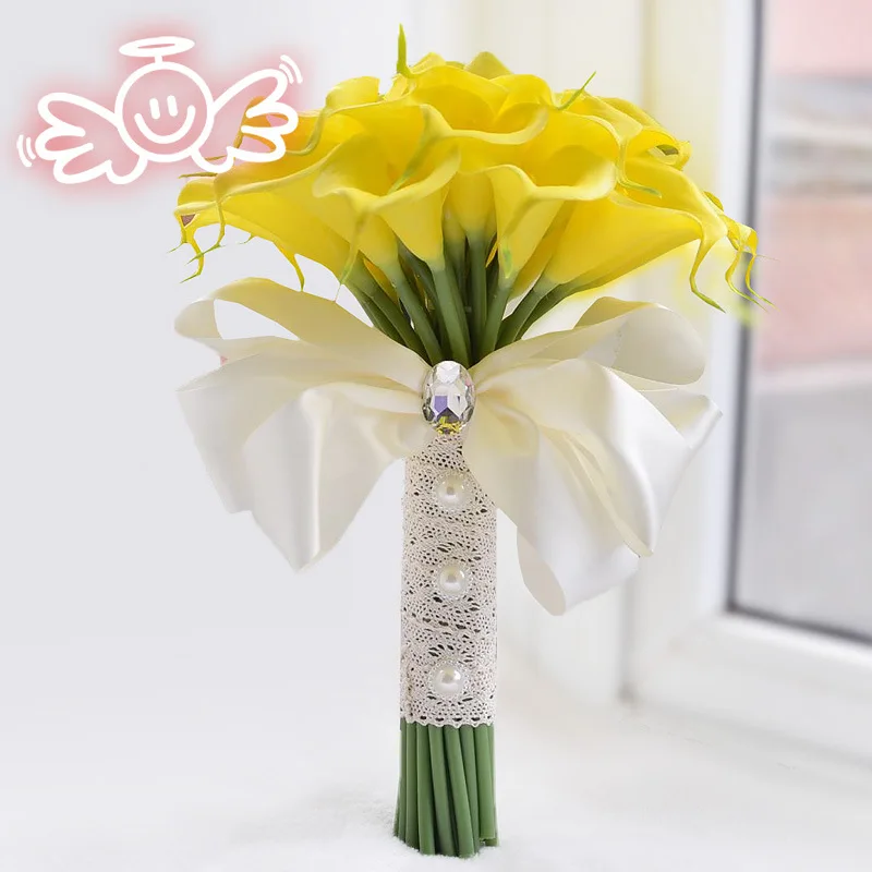 wedding bridal bouquet white yellow  (3)
