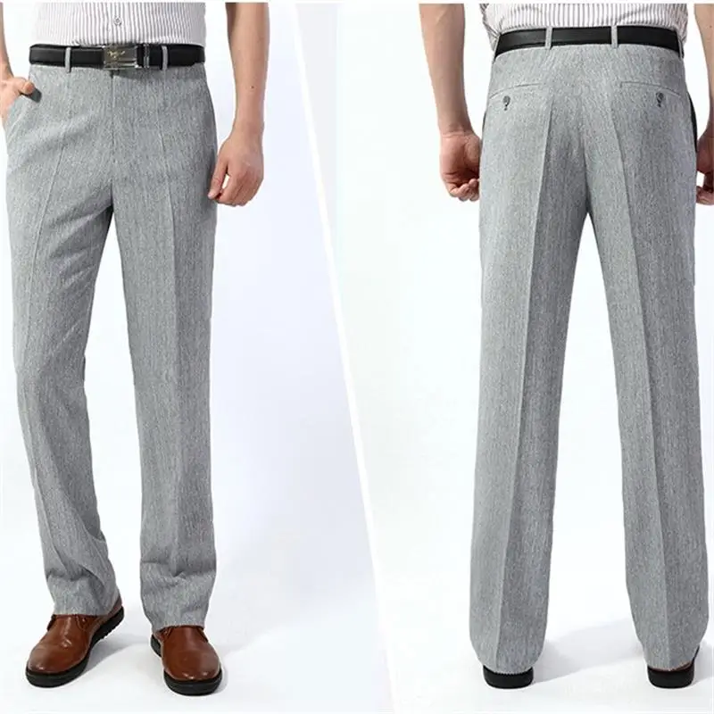 Новинка, мужские летние тонкие льняные брюки, молодежные прямые брюки среднего возраста, костюм, брюки, деловые повседневные брюки - Цвет: light grey 626