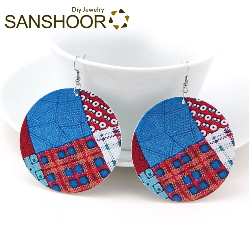 

SANSHOOR African Colors Wood Dangle Earrings Tribal Ethnic Jewelry For Women Christmas Gift Dropshipping 1Pair