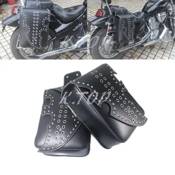 

Motorcycle Black Saddle Bags Faux Leather Side Tool Bag Luggage Bags for Harley