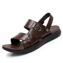 Модные летние новые мягкие мужские сандалии Кожаные слипоны для мужчин дышащие пляжные сандалии повседневные качественные прогулочные сандалии