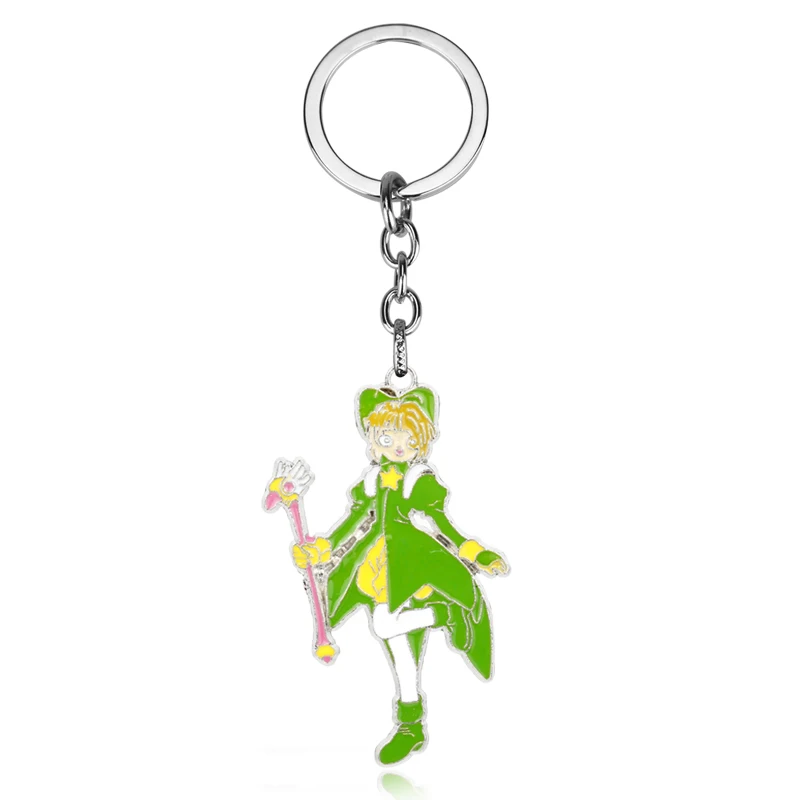dongsheng Cute Anime Magical Girl Keychain Sakura Keychain for Women Magical Girl Key Chain Ring