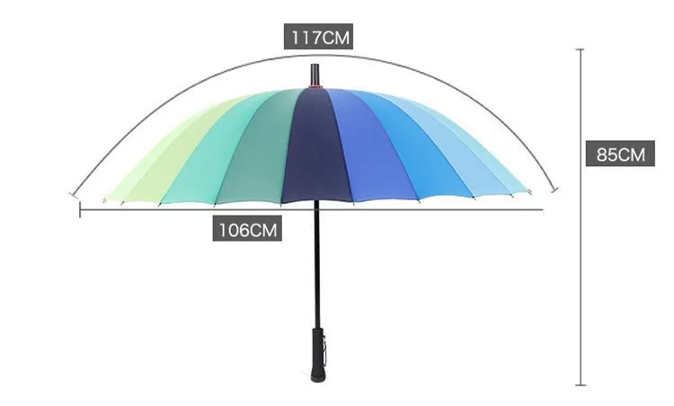 Большие ветрозащитные зонты с длинной ручкой для женщин и мужчин, Радужный зонтик с 24 ребрами