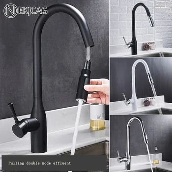 

Copper Heightening Rotating Mixed Hot And Cold Dual Mode Telescopic Creative Health Kitchen Faucet