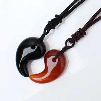 

High quality natural obsidian Redagate pendant pendulum magatama pendants Black and brown rope chakra pendule suspension