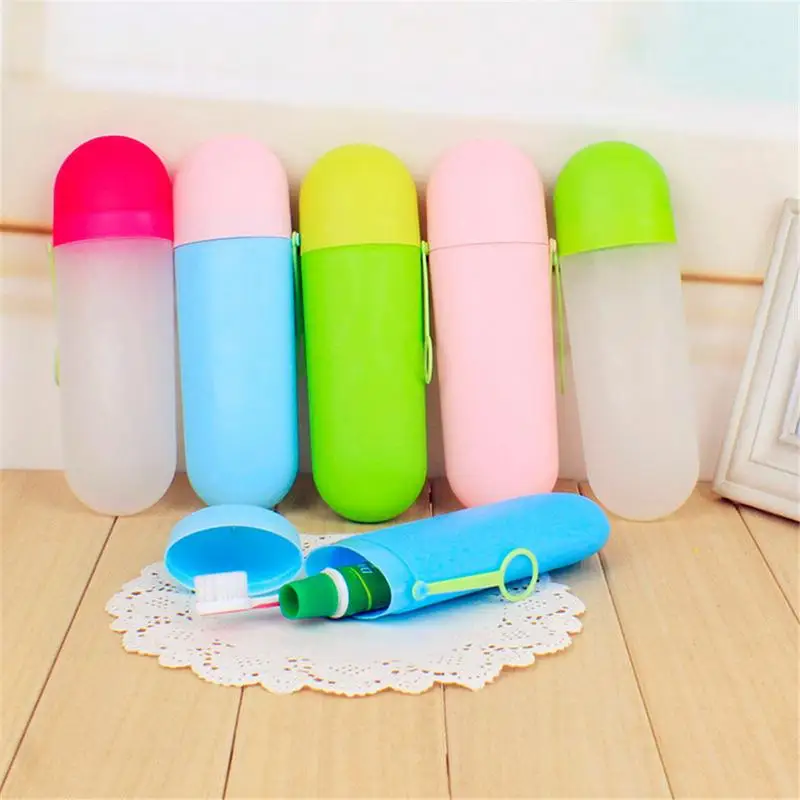 

Colorful Portable Toothbrush Cover Holder Outdoor Travel Hiking Camping Toothrush Cap Case Household Storage Cup with Hanger