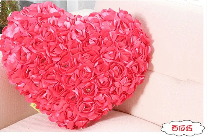 Главная Декоративные 3D Подушки детские для дивана женат и креативный подарок в форме сердца красные розы с блестками серии мягкие Кружево Подушки - Цвет: Without lace