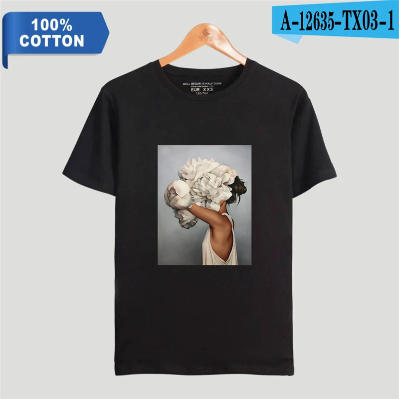 

Cotton T-Shirt Women Men Art Aesthetics Simple Causal Printed Tops Summer Hip Hop Plus Size Black T Shirt Womens Streetwear