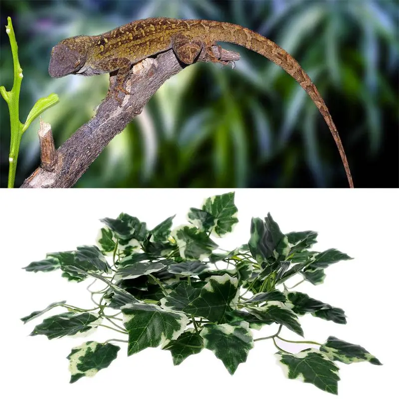 Ящик для рептилий ящериц Террариум искусственное украшение в виде лианы ящерицы искусственные растения зеленые листья