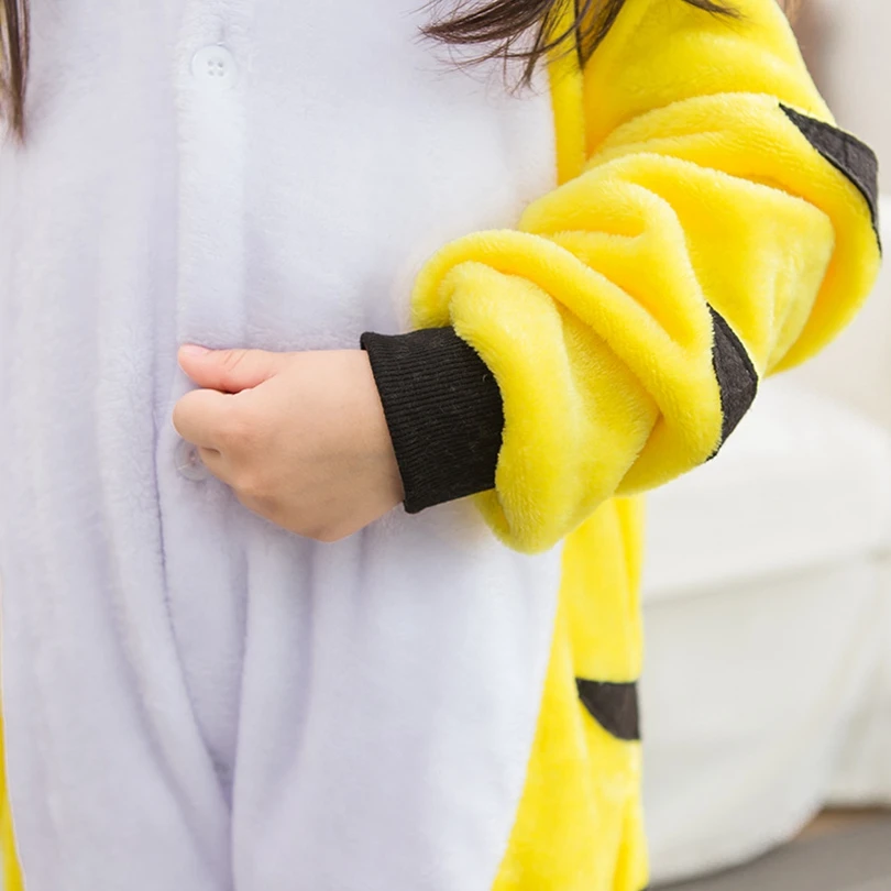 Дети животных пижамы Onesie Пижамы Желтый Тигр Cos костюм с капюшоном Пижама фланель полный пижамы