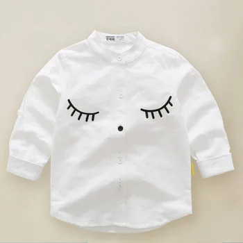 

2018 children's spring long-sleeved shirt baby boy's new pure cotton embroidered shirt girl's top