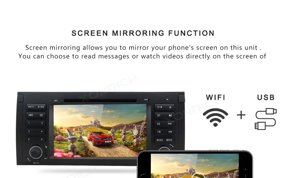 Sale Xonrich AutoRadio 1 Din Android 8.1 Car DVD Player For BMW E39 BMW X5 E53 M5 2002-2007 GPS Navigation Head Unit Audio Wifi DAB+ 4