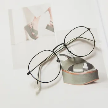 

Retro Designer Metal Zero Diopter Eyewear Upscale Round Glasses Frame Optical Plain Myopia Frame Mirror Unisex Eyeglasses