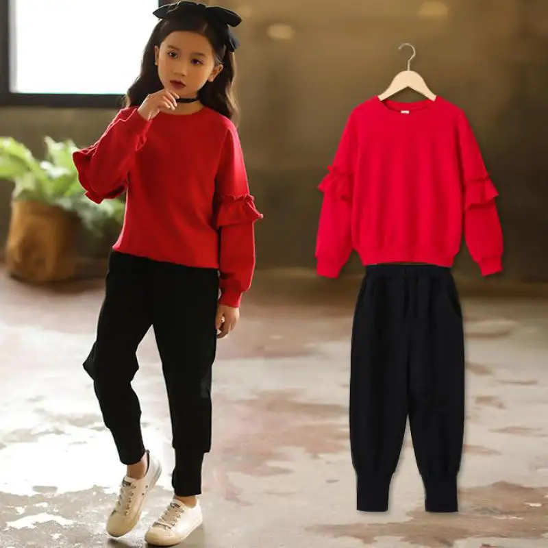 

2PCS Girls Clothing Sets Spring 2018 Kids Clothing Sets For Girls Clothes Suits Outfits Children Clothes Set T-shirts + Pants 14