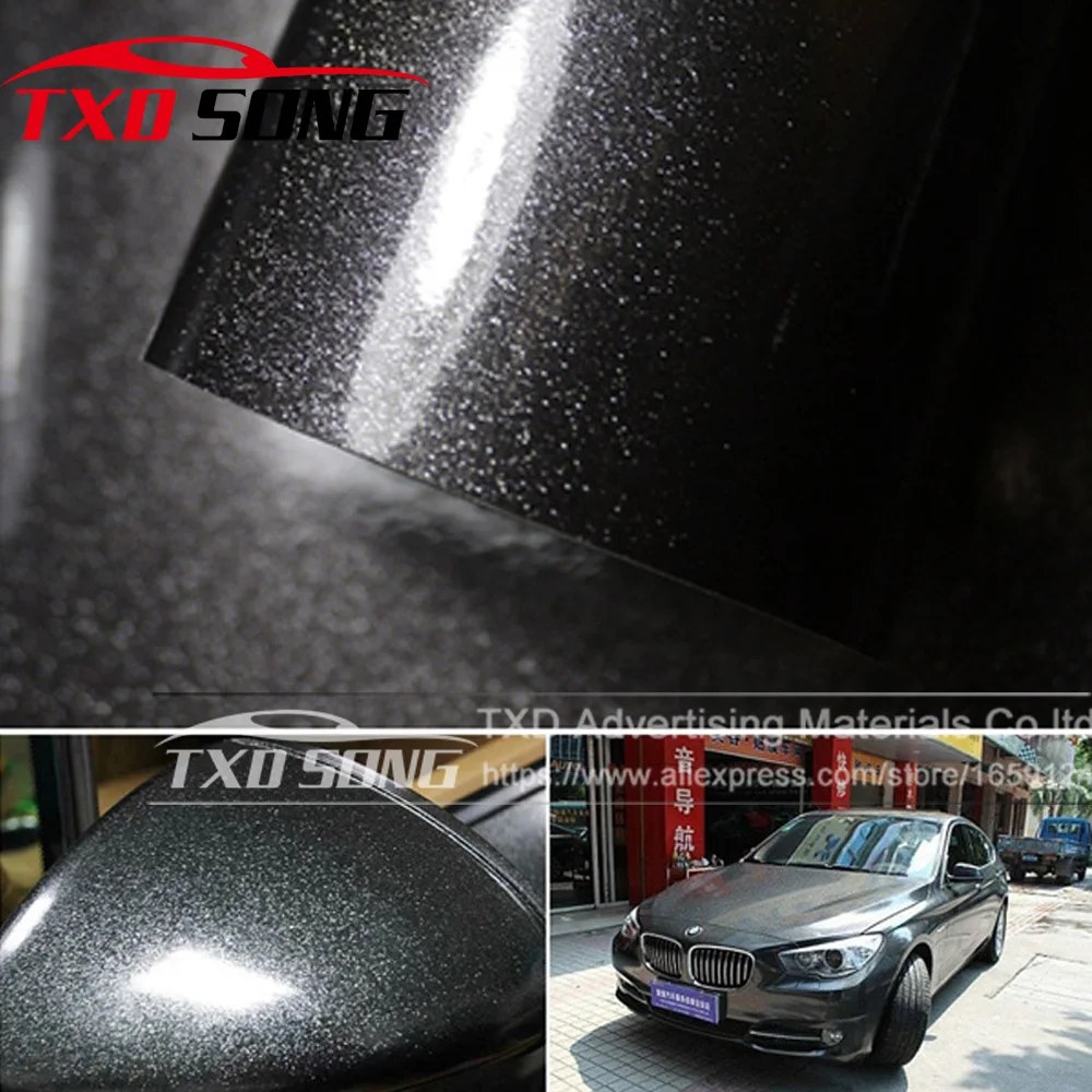 

12/30/50/60CMX100CM/LOT High Quality Glossy Glitter Diamond Car Wrap Color Change Film Dark grey Glossy glitter vinyl sticker