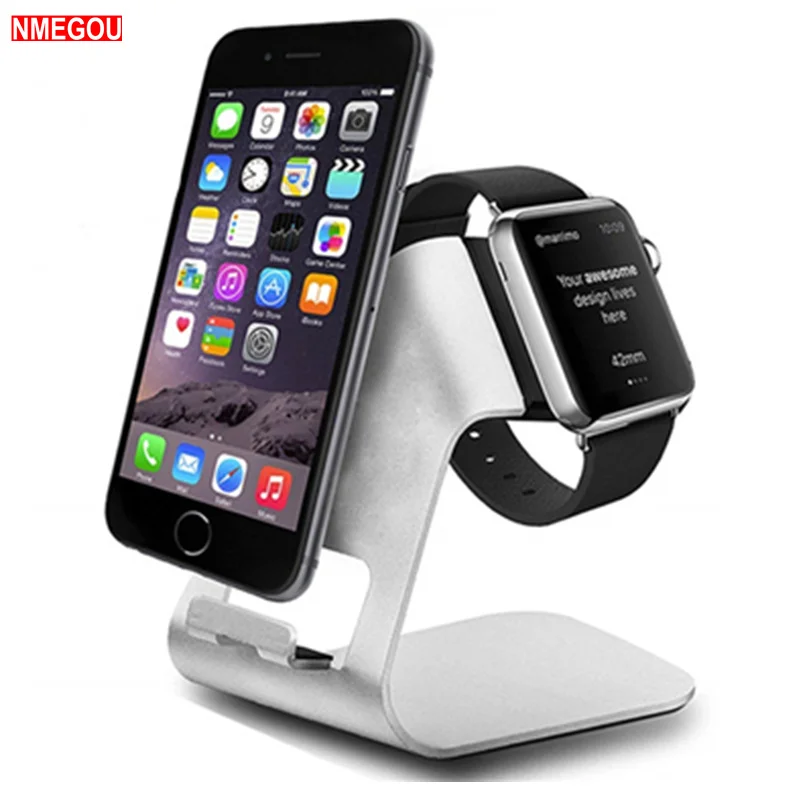 

2 In 1 Aluminium Cell Phone Watch Stand Charging Dock Holder for Apple Watch Iwatch I Iphone X 8 7 6 6S Charger Support Stand