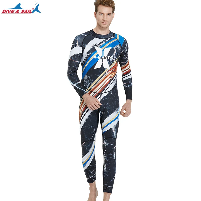 

2018 DIVE&SAIL New 1.5MM Men Printed Diving Suits Neoprene Warm Scuba Diving Wetsuit Snorkeling Surfing Jellyfish Swimsuit