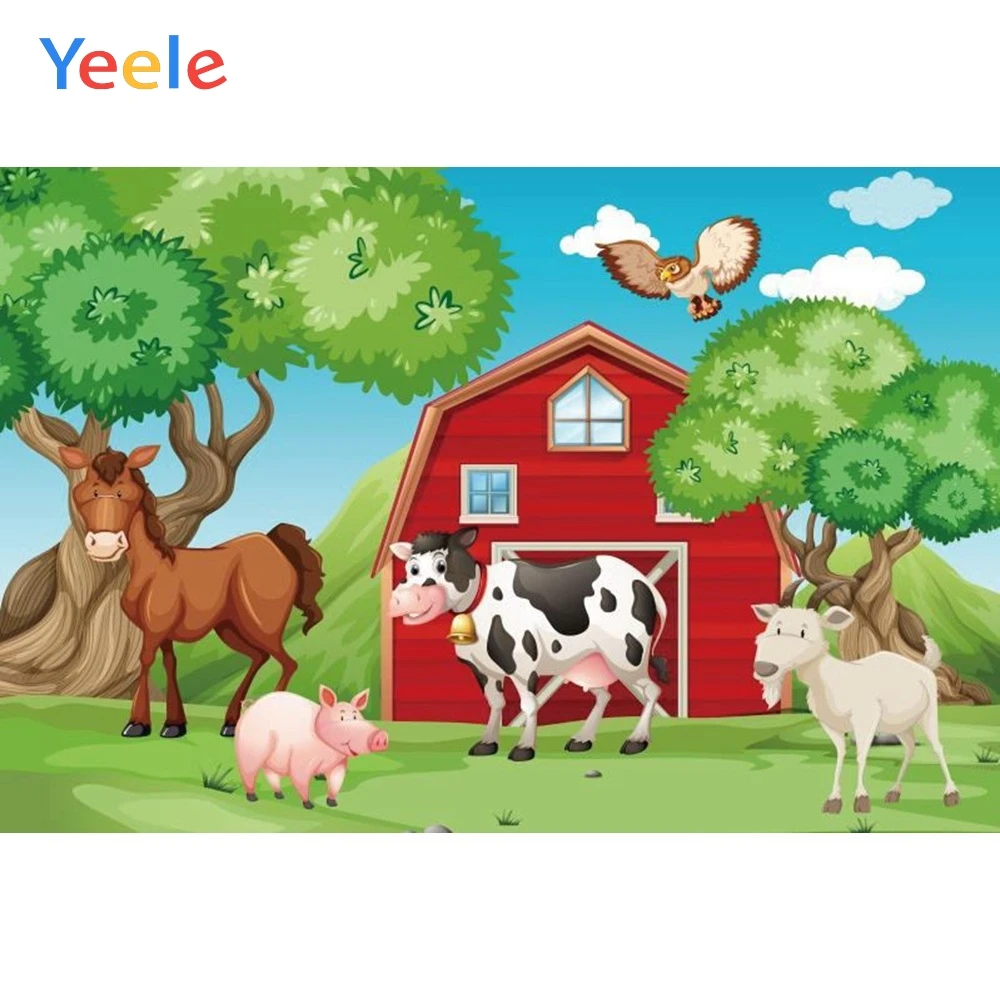 

Yeele Vinyl Farm Animals House Tree Baby Child Birthday Party Photography Backdrop Children Photographic Background Photo Studio
