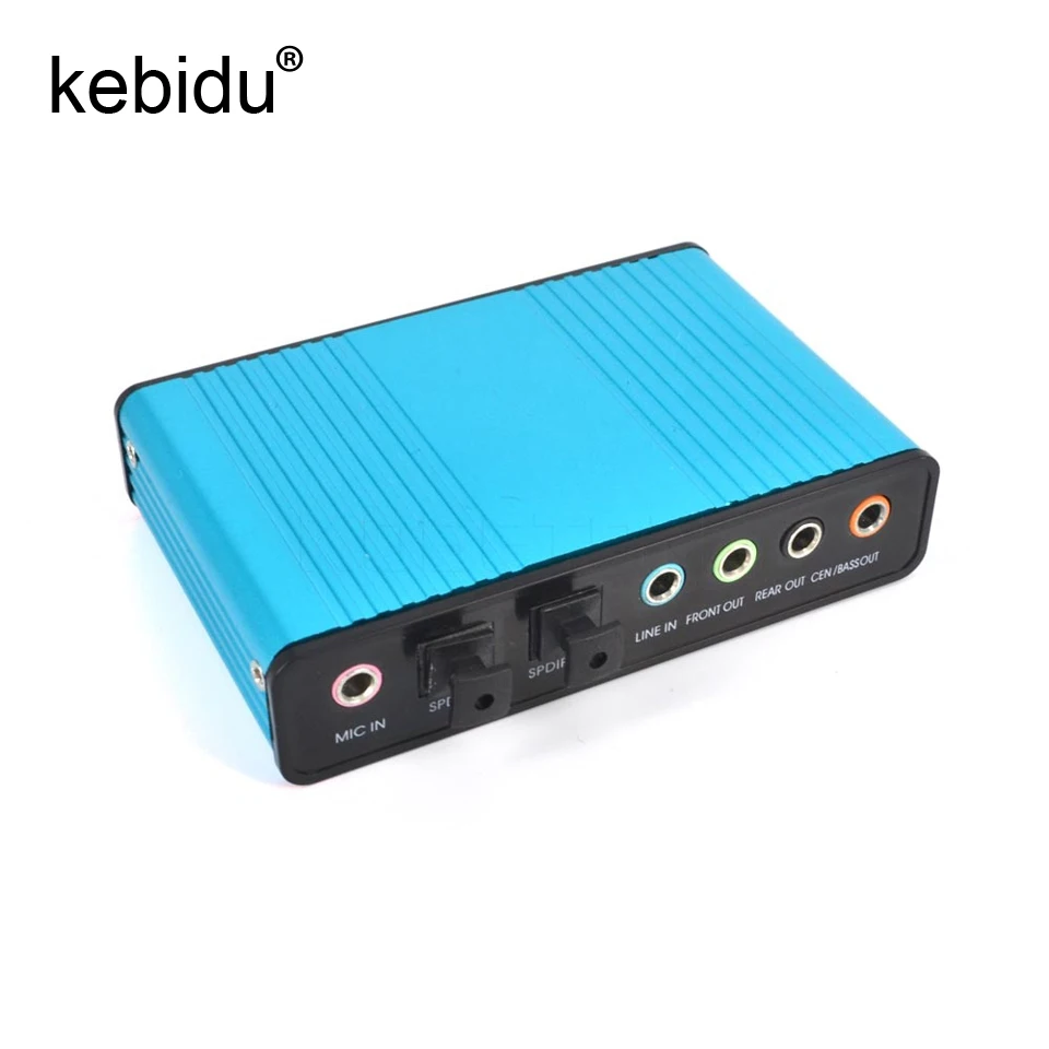 

kebidu USB Sound Card 6 Channel 5.1 Optical Fibers External Audio Card Converter Chipset for PC Laptop Desktop Tablet