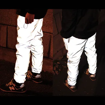 

Aolamegs Men's reflective pants night joggers high vis reflective sweatpants hip hop bboy dance trousers men fashion streetwear