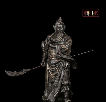

free shipping 24 Art Sculpture China Bronze Copper Dragon Guan Gong Yu Buddha Statue Figurine