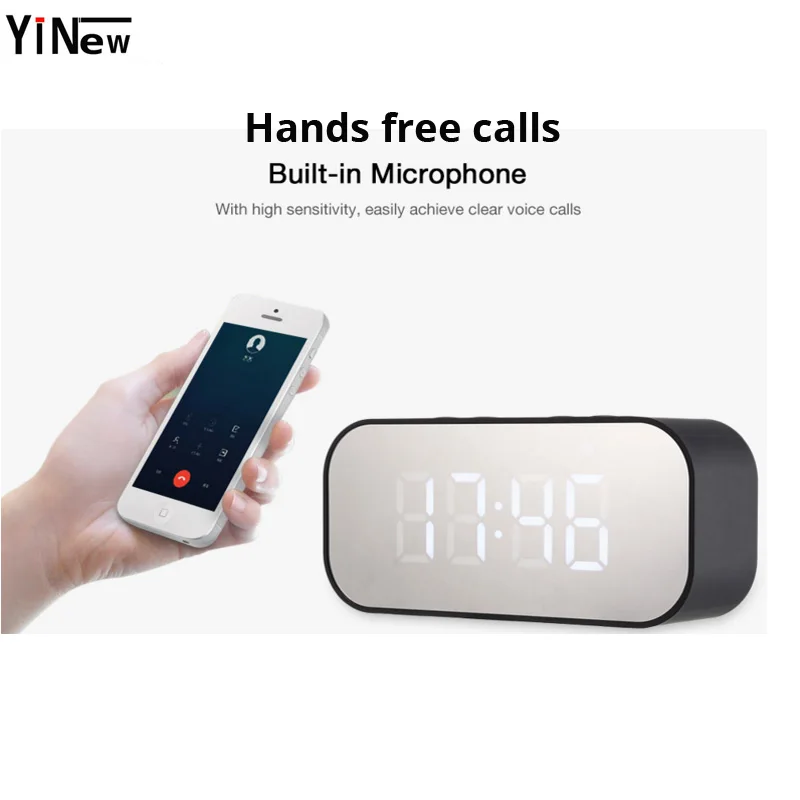 

Portable Wireless Bluetooth Speaker pc Subwoofer Music column mp3 TF AUX USB Sound Box LED wireless speaker+alarm Clock boombox