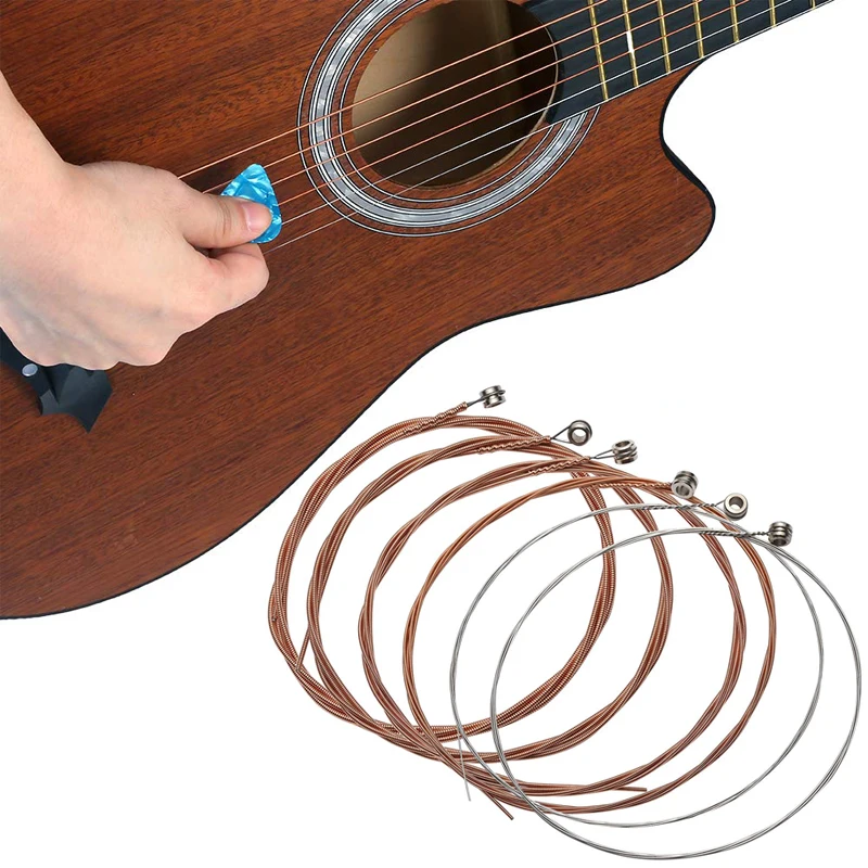6pcs set Bunte Stahl-Universal-Akustikgitarren-Schnüre neu