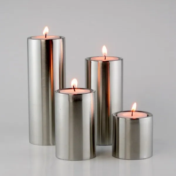 home hotel decoration Stainless steel cylindrical Candle Holders 4pcs/set  free shipping