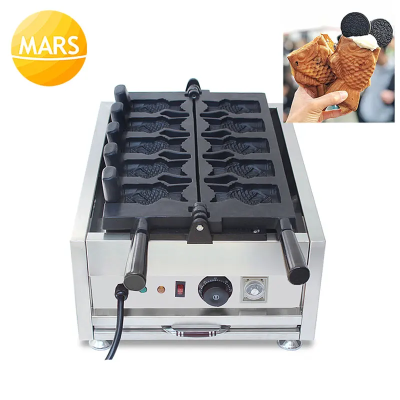 Commercial Japanese Cake Ice Cream Fish Waffle Cone Maker Electric Open