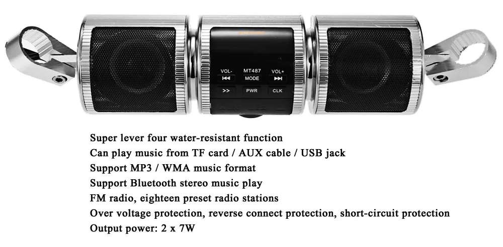 AOVEISE MT487 мотоцикл MP3 музыкальный плеер Bluetooth стерео динамик FM радио регулируемый кронштейн водостойкий светодиодный дисплей