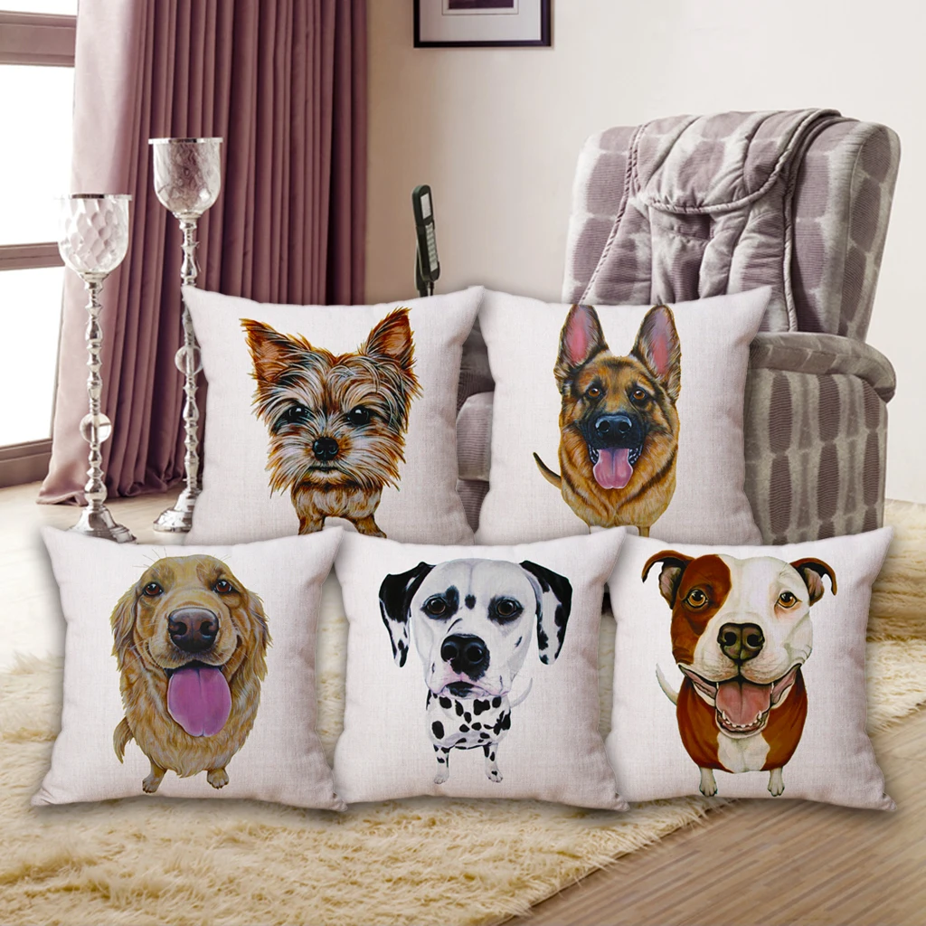 Lovely Dog Cushion Cover Pillow Case Firm Throw Pillow Cover Self