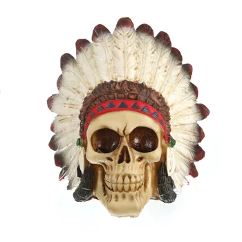

Resin Indian Skull Craft Statues Home Decoration Creative Statue Sculpture Home Desktop Decor Accessories
