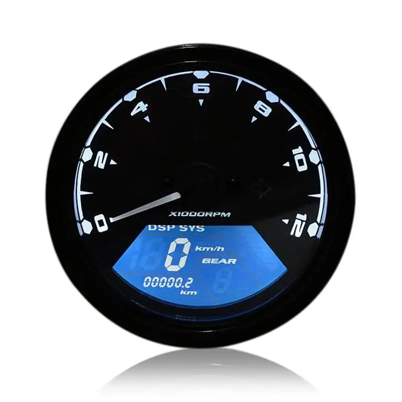 12000RMP Odometer LCD,12000RMP LCD Digital Speedometer Tachometer Gear Indicator for Motorcycle Scooter ATV Car Accessory
