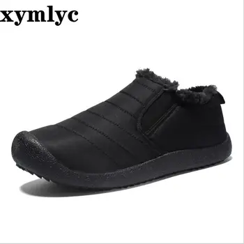 

2020winter men and women flat bottom non-slip waterproof snow boots plus velvet warm boots set of feet Round head short boots