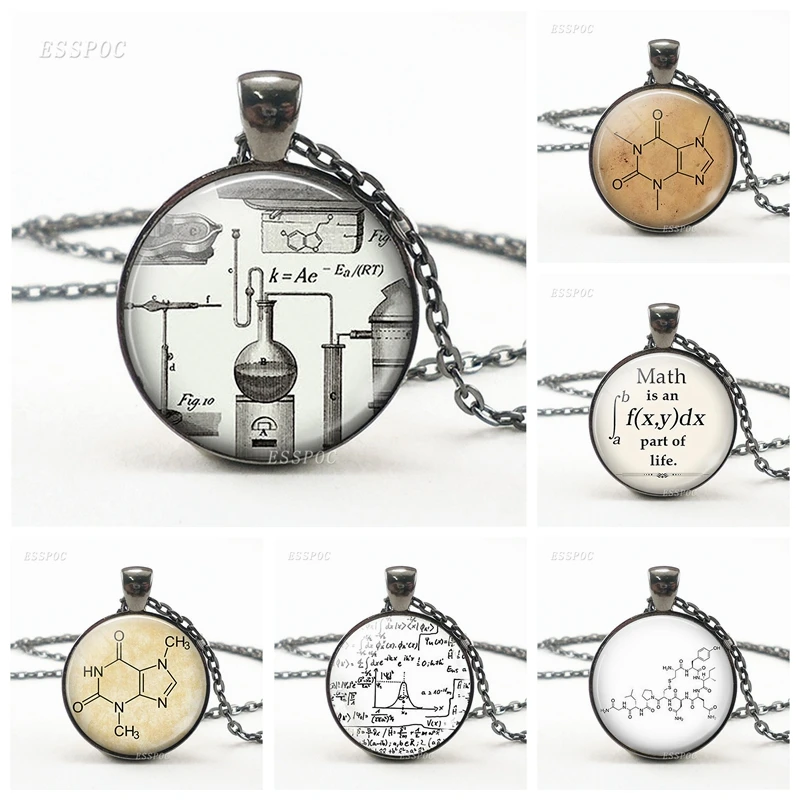 Buy Chemistry Pendant Necklace Silver Plated Glass