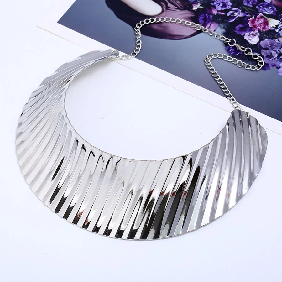 Collier Femme, модное массивное ожерелье s для женщин, ювелирное изделие, золото, серебро, цепочка, ожерелье, Harajuku, колье, большое массивное ожерелье - Окраска металла: silver