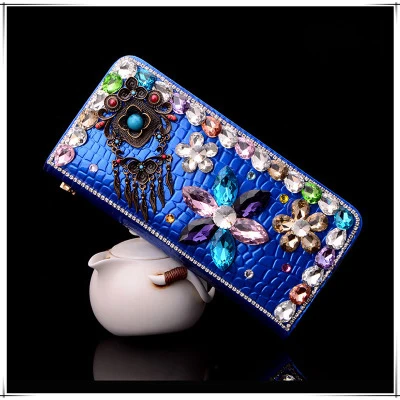 Женский кошелек клатчи с кристаллами роскошные сумки с цветочным дизайном черные винтажные вечерние сумки сумочка со стразами кожанные женские подарочные сумки - Цвет: Royal Blue