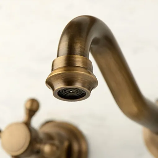 Antique-Brass-Wall-Mount-Widespread-3-Holes-Bathroom-Basin-Faucet-Double-Handles-Mixer-Tap