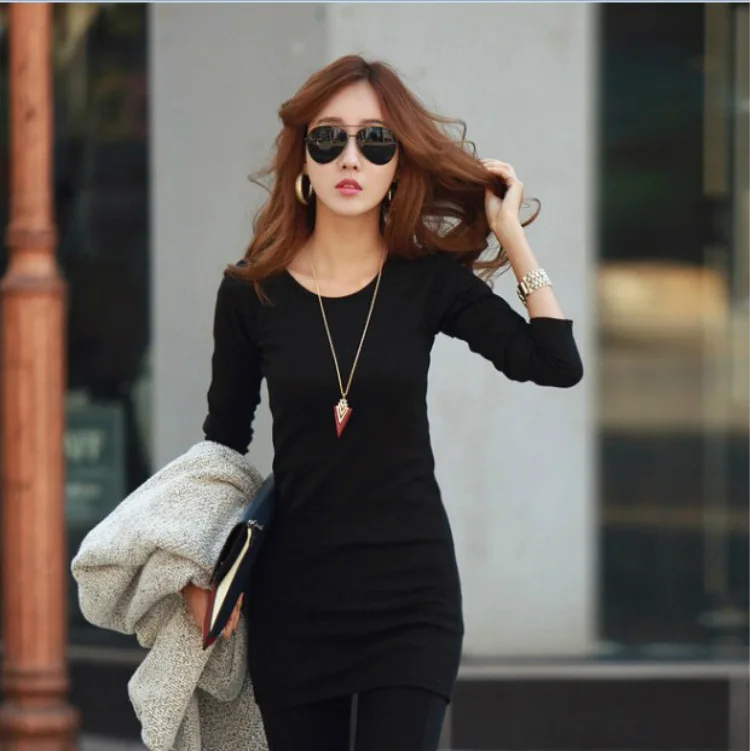 Buy 2017 Women Long Sleeve T shirt Warm Dress Casual