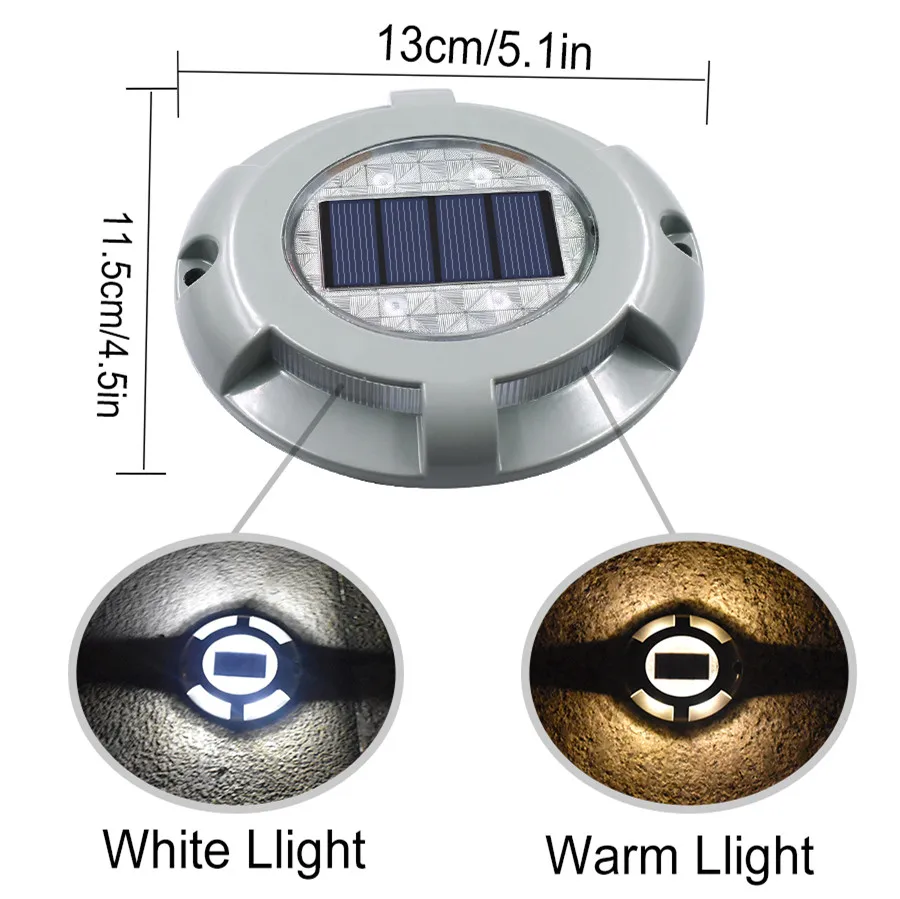 Солнечная дорога шпилька Освещение Алюминий 4-светодиодный открытый дорога, подъездная дорожка док путь грунтовый светильник лампа теплый белый и белый свет