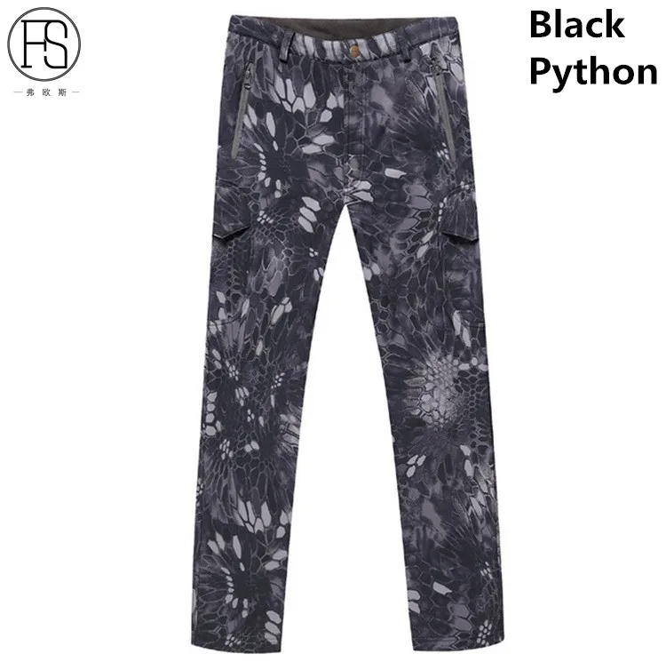 Камуфляжные тактические штаны для мужчин, армейские военные армейские брюки, спортивные флисовые штаны для активного отдыха, альпинизма, туризма, кемпинга, охоты - Цвет: Black Python