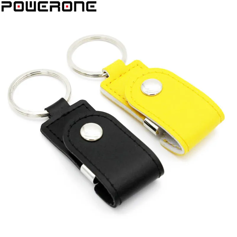 POWERONE металлический кожаный брелок Флешка usb флеш-накопитель 64 ГБ 32 ГБ 8 ГБ USB 2,0 коммерческий usn флеш-накопитель карта памяти