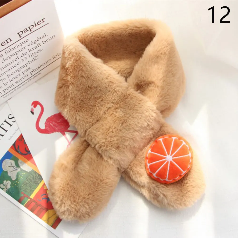 Милый фруктовый мультяшный зимний шарф для девочек и мальчиков, Имитация меха кролика, удобный шарф шарфы-кольца, рождественский подарок для детей - Цвет: 12