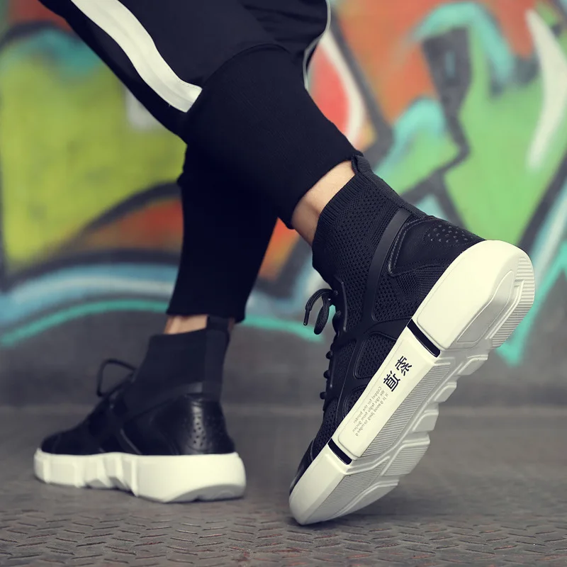 JINBEILEE Autumn and winter extra large size elastic socks shoes men's sports shoes lightweight non-slip high state men's shoes JINBEILEE Autumn and winter extra large size elastic socks shoes men's sports shoes lightweight non-slip high state men's shoes