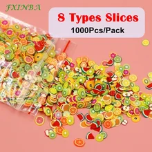 FXINBA New 1000Pcs/Pack Mini Fimo Fruit Slices For Slime Supplies/Nails Art Tips Polymer Clay Sprinkles Slimes Toys Lizun DIY FXINBA New 1000Pcs/Pack Mini Fimo Fruit Slices For Slime Supplies/Nails Art Tips Polymer Clay Sprinkles Slimes Toys Lizun DIY