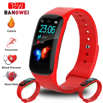 

LIGE 2019 New Smart bracelet 1.14 large display screen Heart rate Smart band fitnessTracker wristband Sport watch men Women+Box