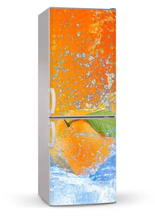 

Fridge Sticker Orange In Water Refrigerator Dishwasher Door Wrap Kitchen Wallpaper Accessories Modern 3d Wall Stickers